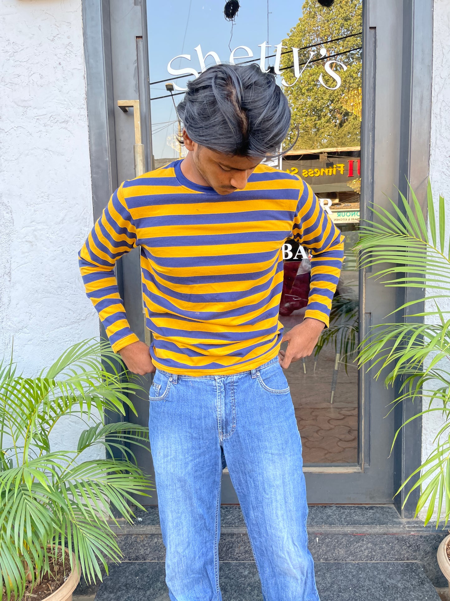 Yellow/Navy Striped Tshirt