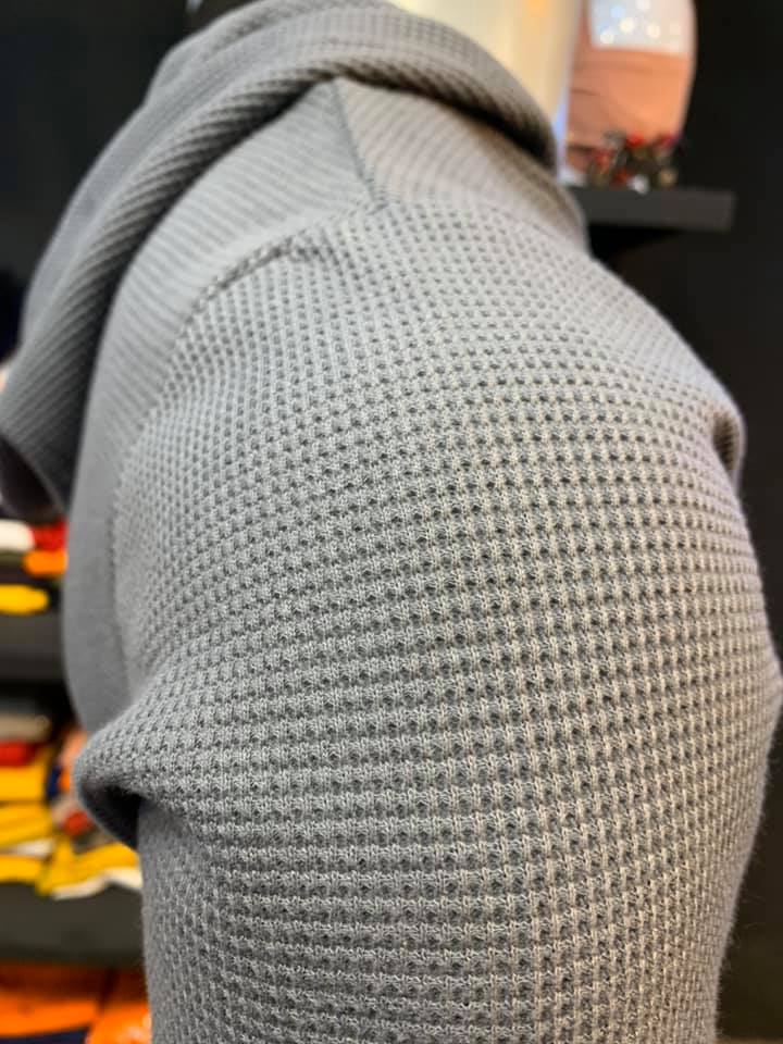 Steel Grey Waffle Hooded Tee