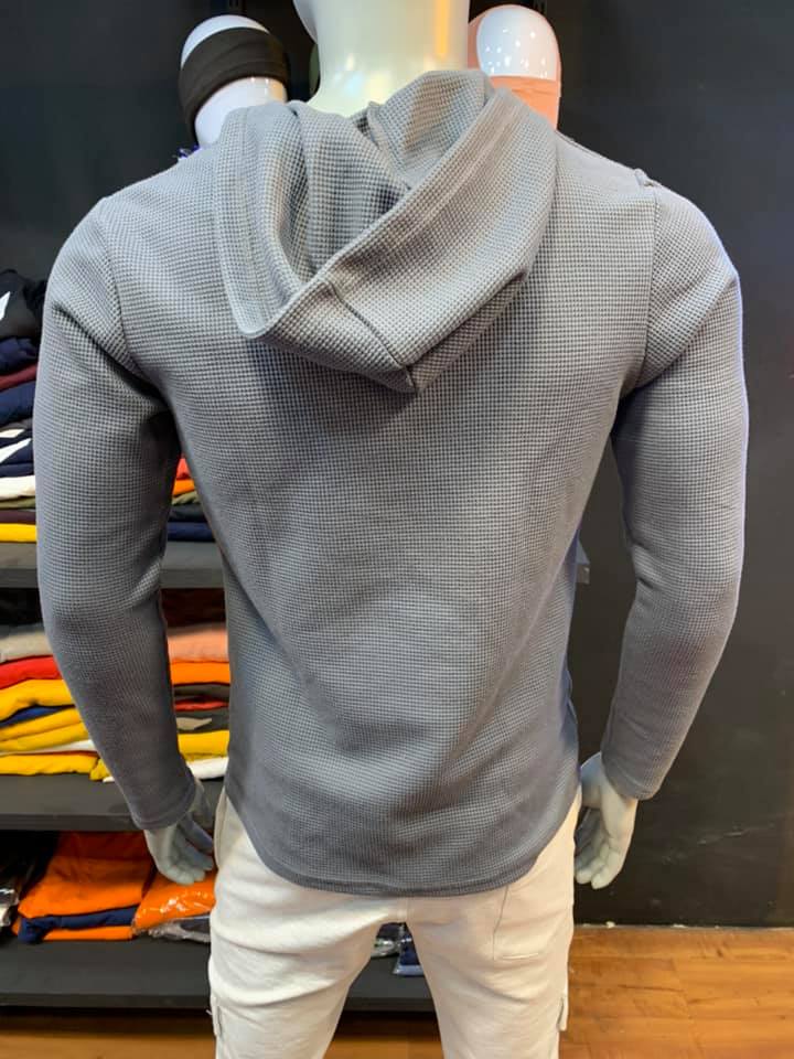 Steel Grey Waffle Hooded Tee