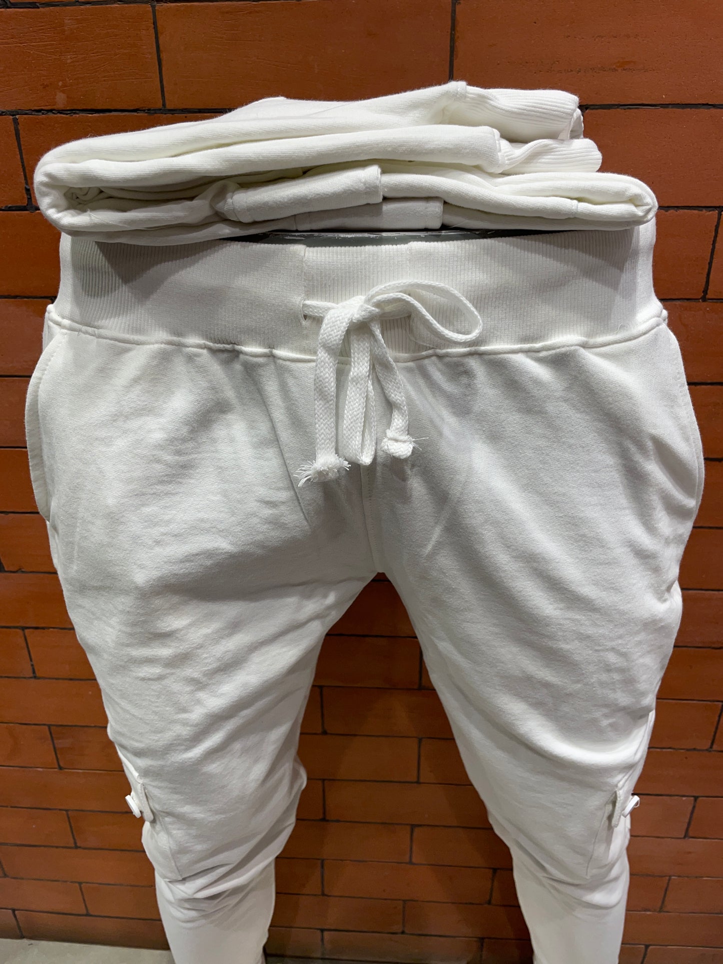 White Cargo Style Joggers