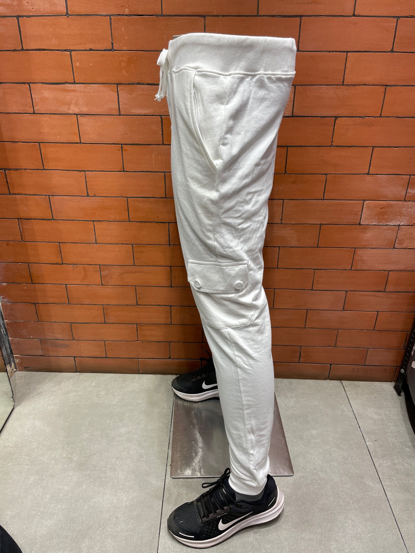 White Cargo Style Joggers