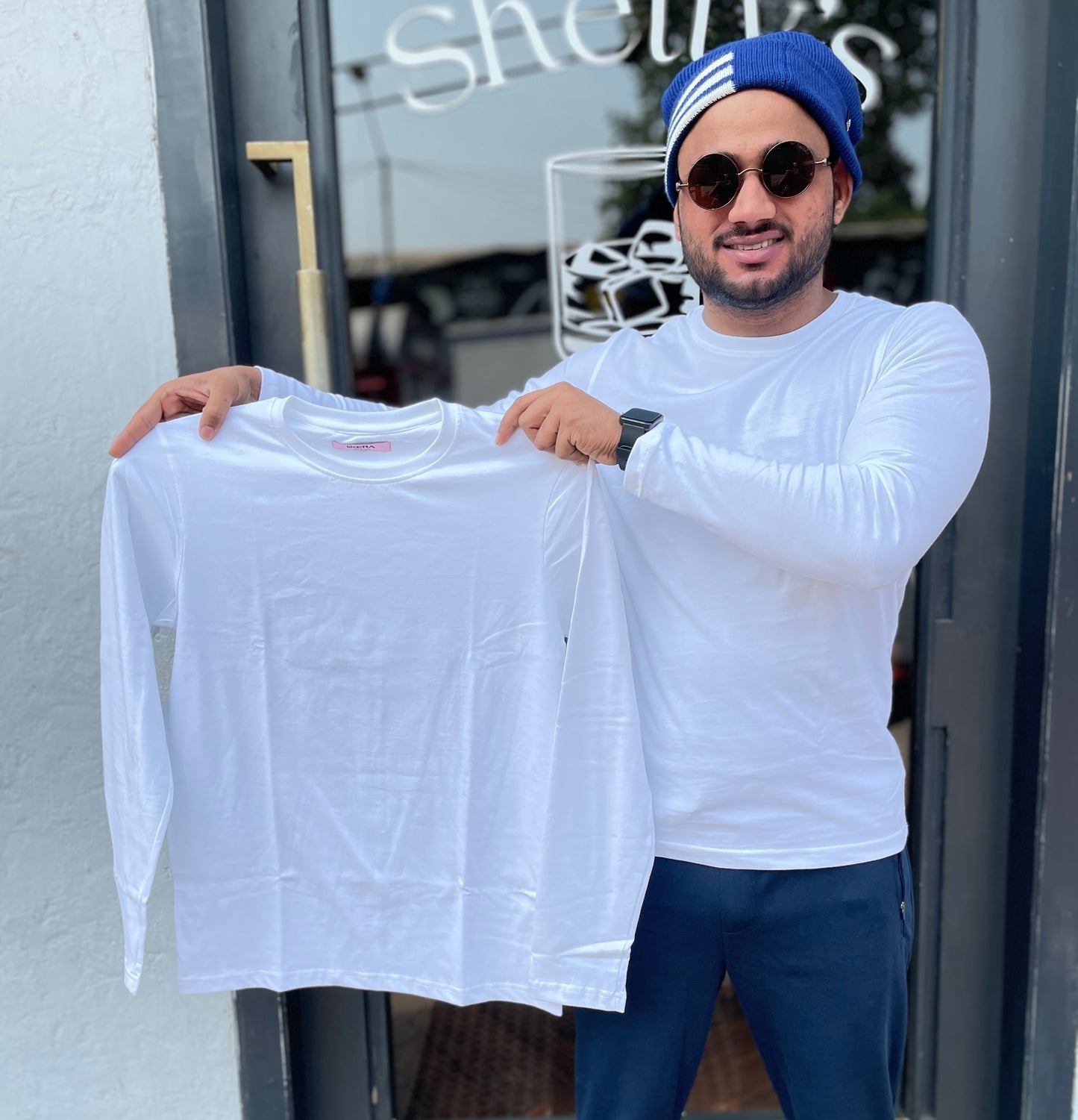 White Basic Cotton Full Sleeves Tshirt