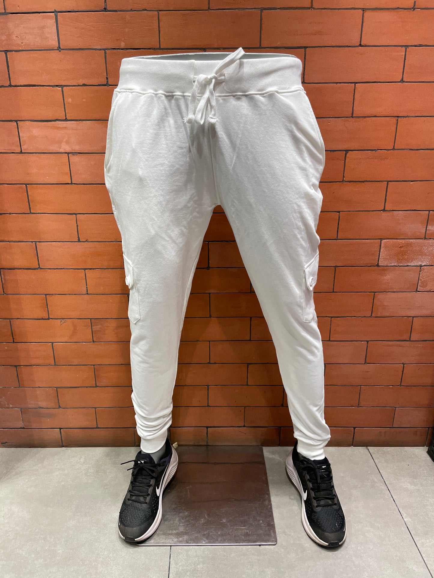 White Cargo Style Joggers