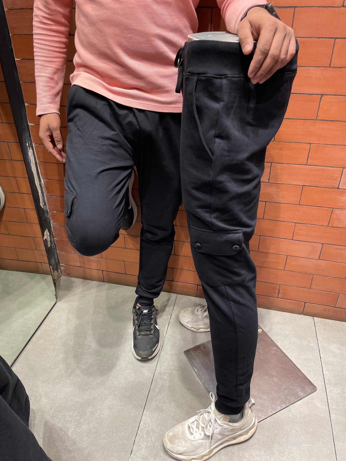 Black Cargo Style Joggers