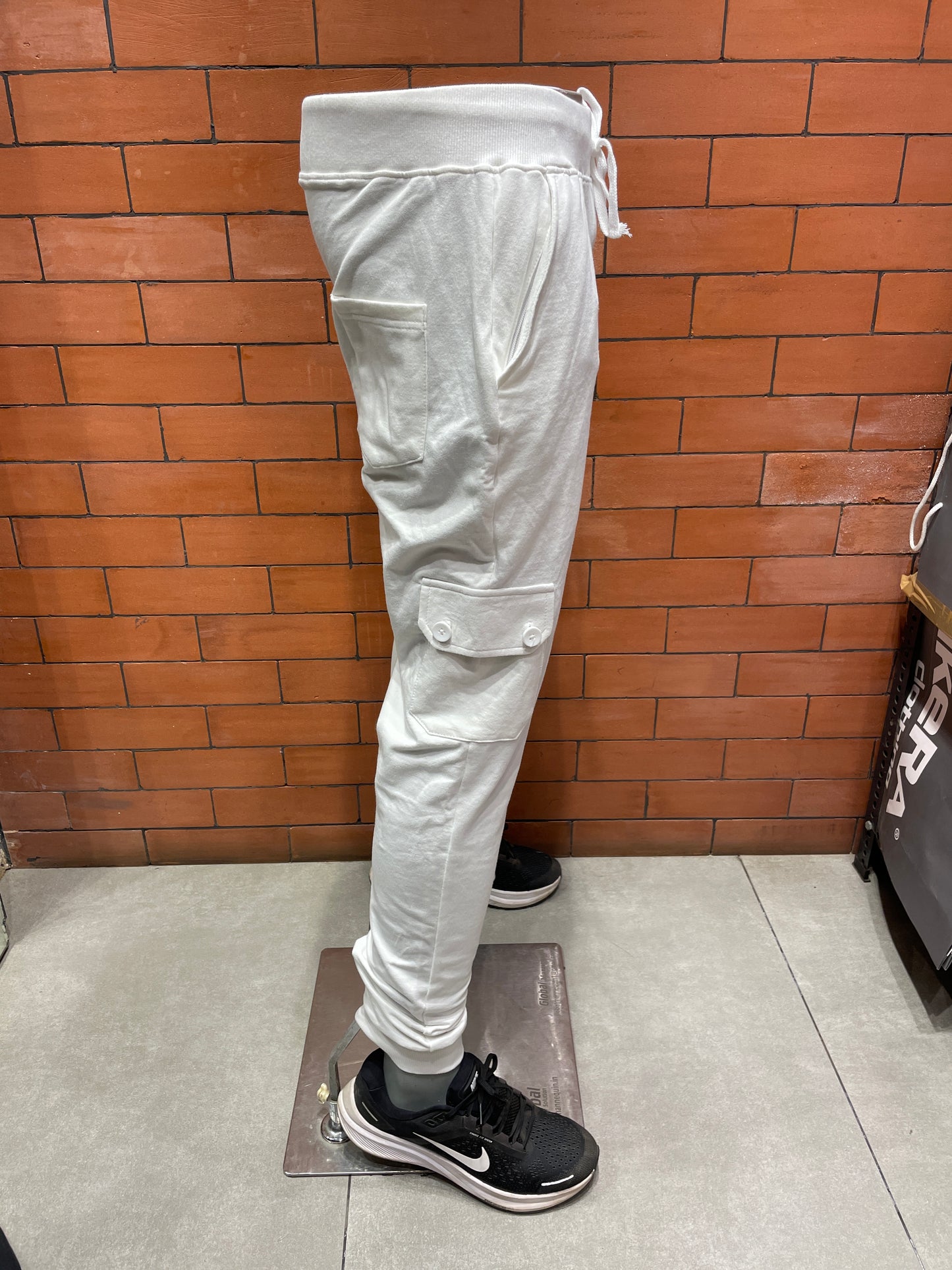 White Cargo Style Joggers