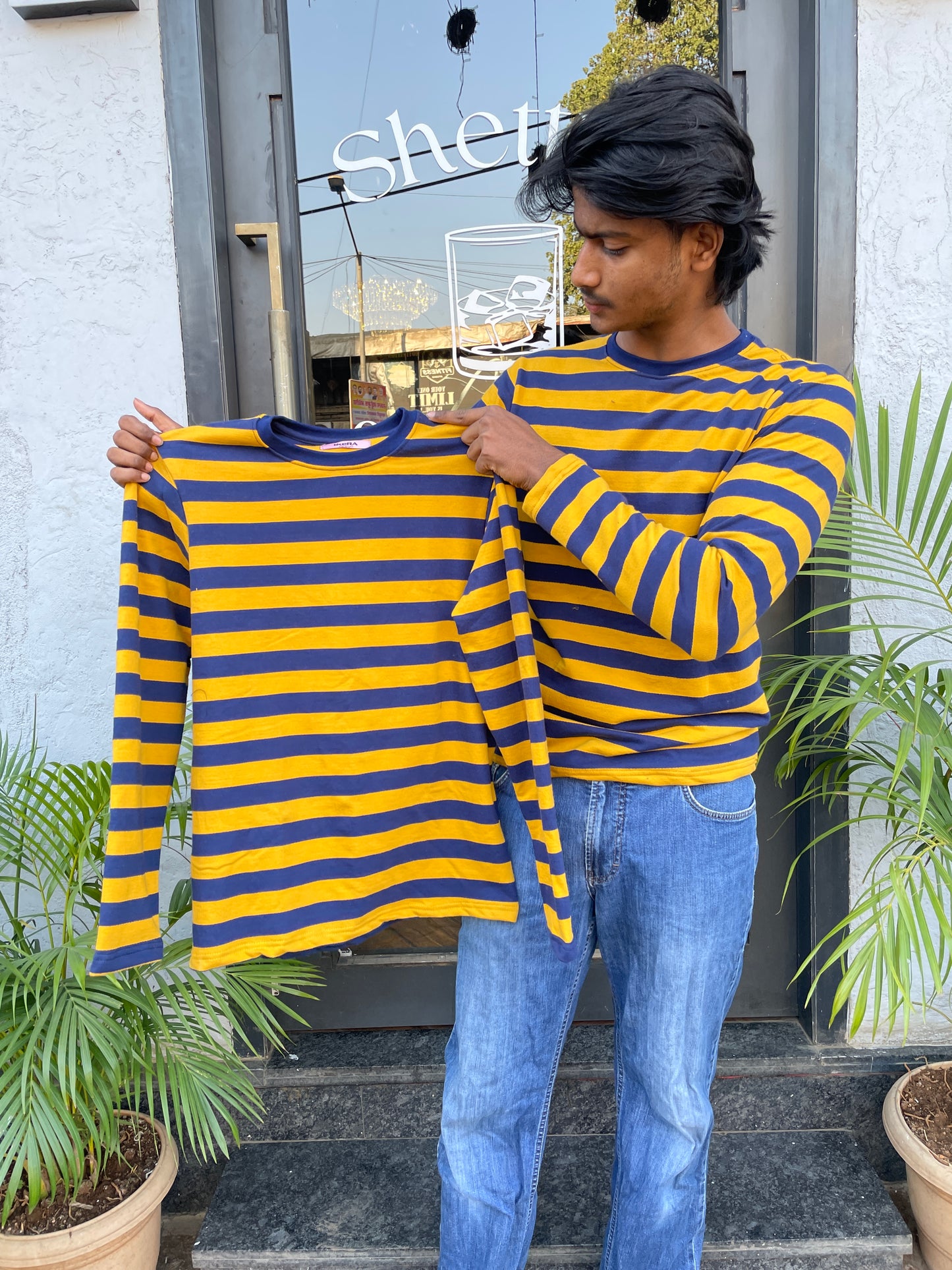 Yellow/Navy Striped Tshirt