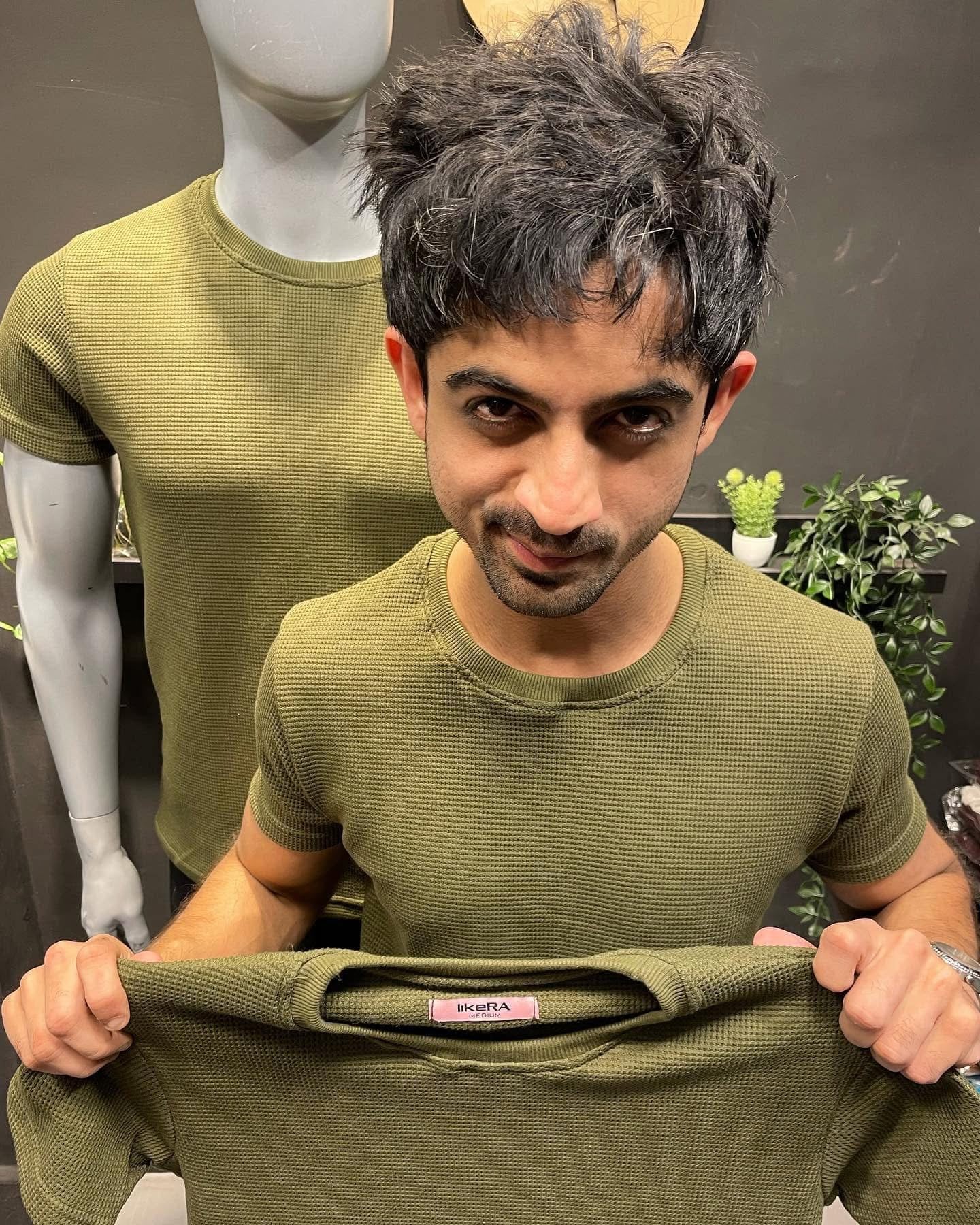 Olive Waffle Basic Tee