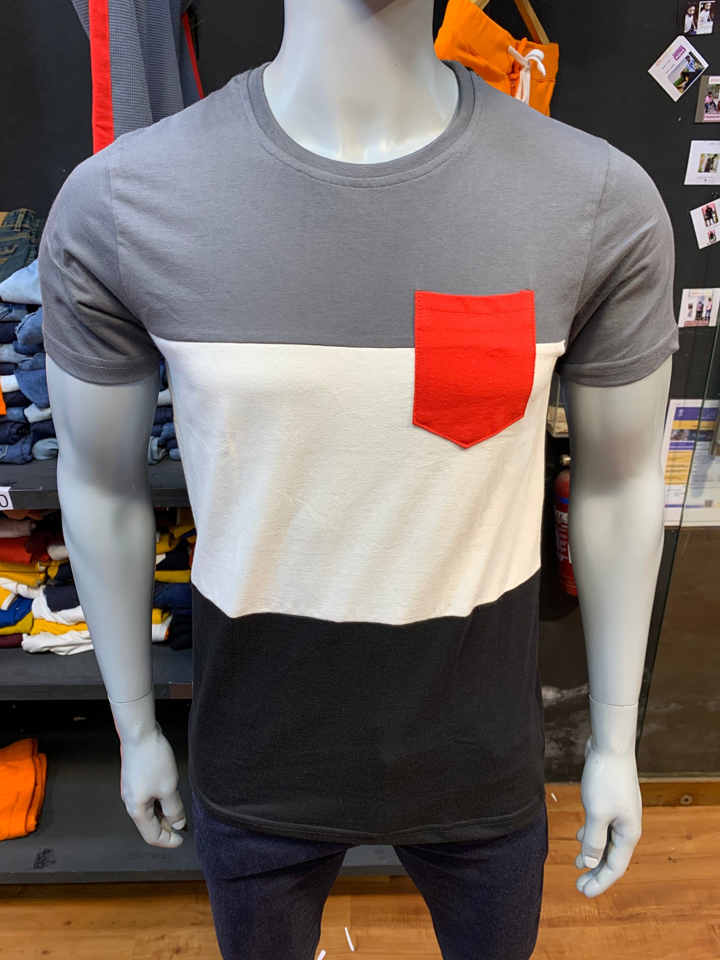 Steel Grey / White / Black Combination Tee